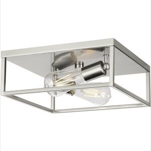 progress lighting flush mount ceiling Silver square Brushes Nickle  New